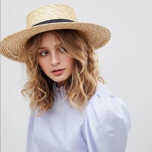 ASOS Natural Straw Boater Hat w/ Size Adjuster
